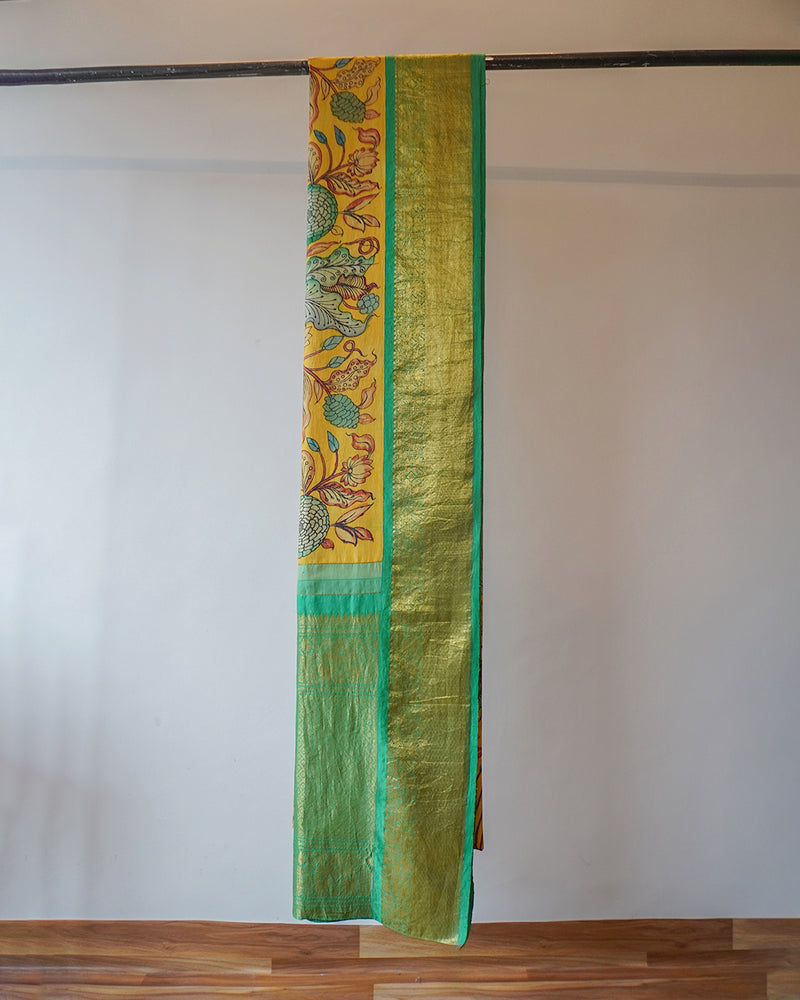 Green Kalamkari Kanjeevaram Silk Saree