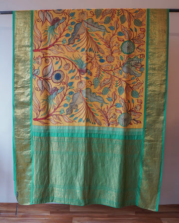 Green Kalamkari Kanjeevaram Silk Saree