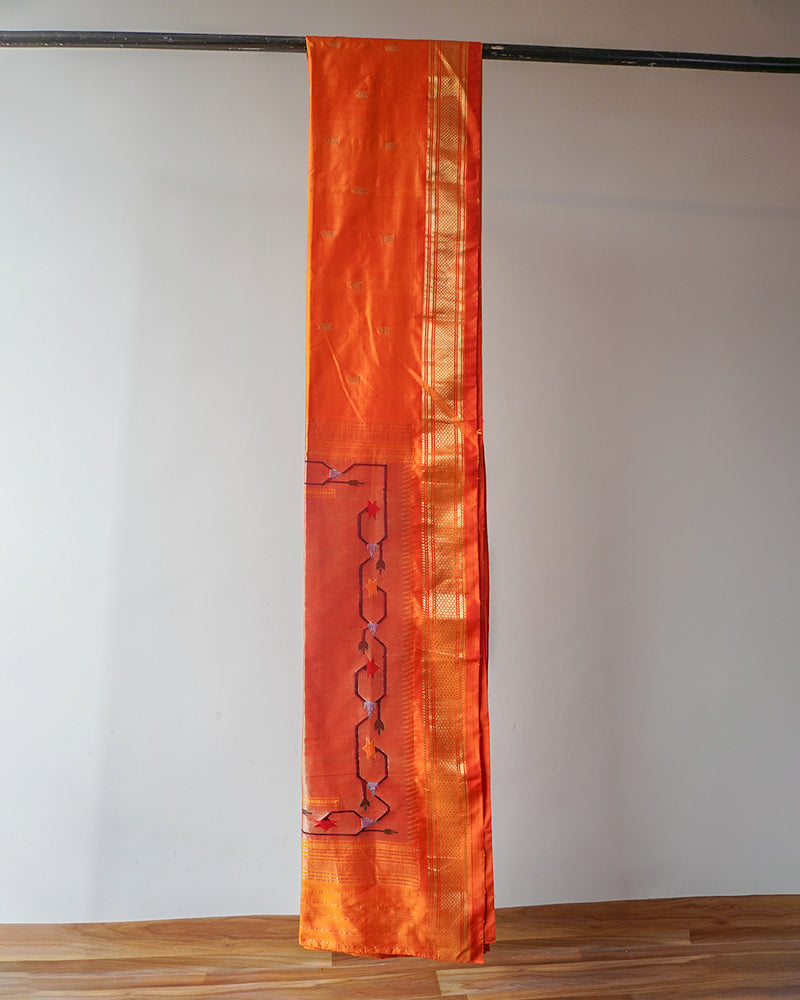 Orange Pathani Silk Saree