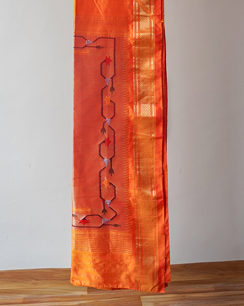 Orange Pathani Silk Saree