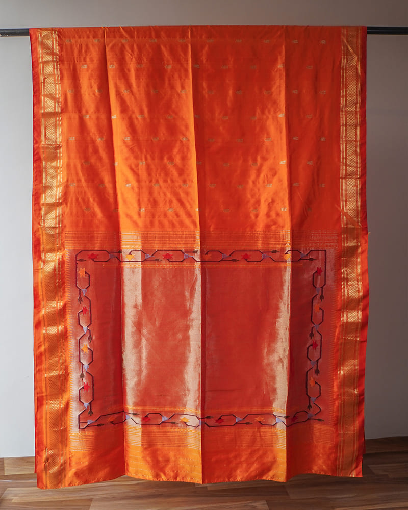 Orange Pathani Silk Saree