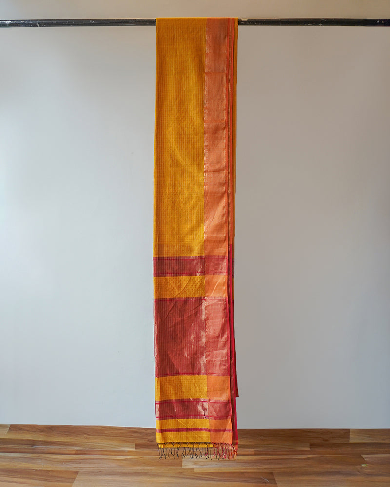 Mustard Maheshwari Silk Saree