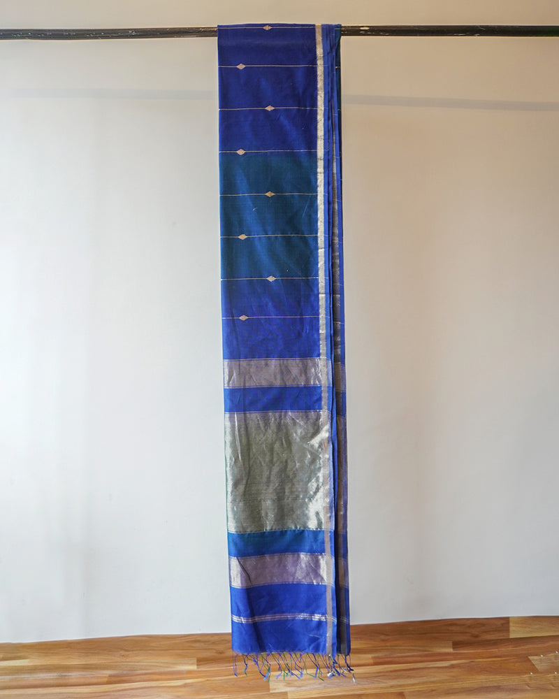 Blue Maheshwari Silk Saree