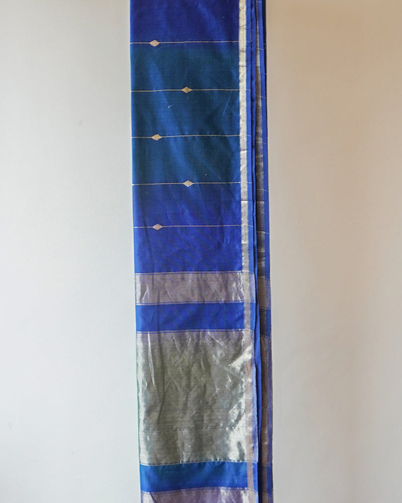 Blue Maheshwari Silk Saree