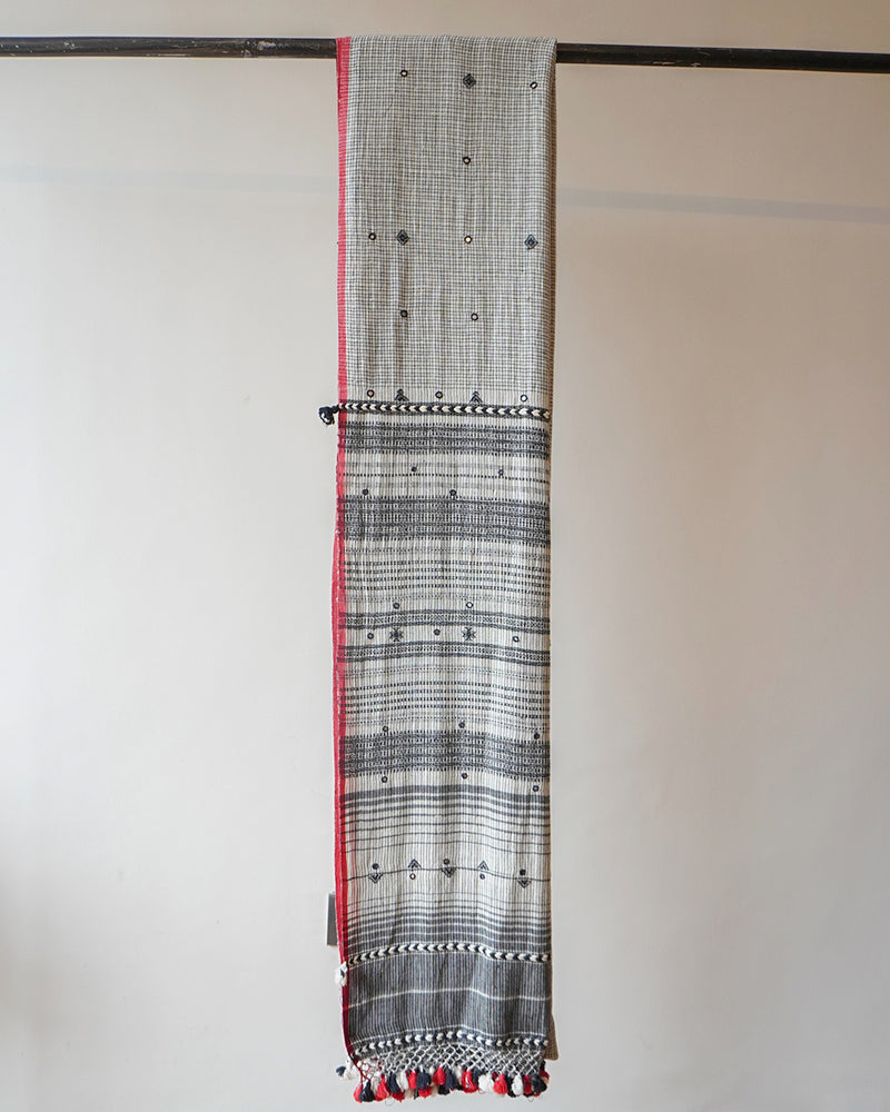 White Kala Cotton Bhujodi Saree