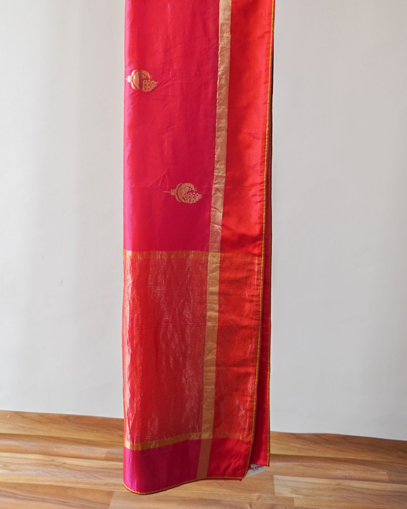 Pink Chanderi Woven Silk Saree