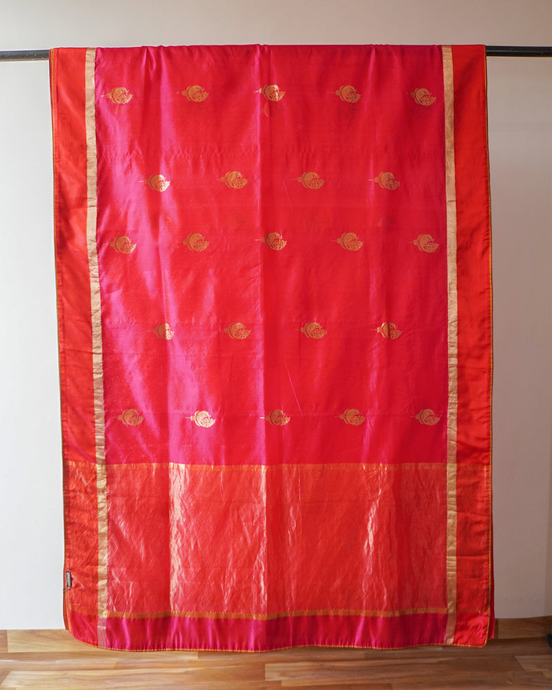 Pink Chanderi Woven Silk Saree
