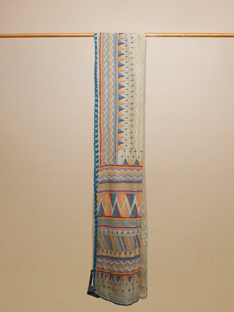 Multicolor Kantha Saree