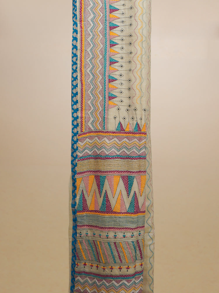 Multicolor Kantha Saree