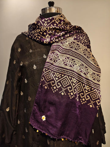 Purple Mashru Stole