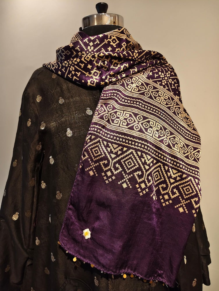 Purple Mashru Stole