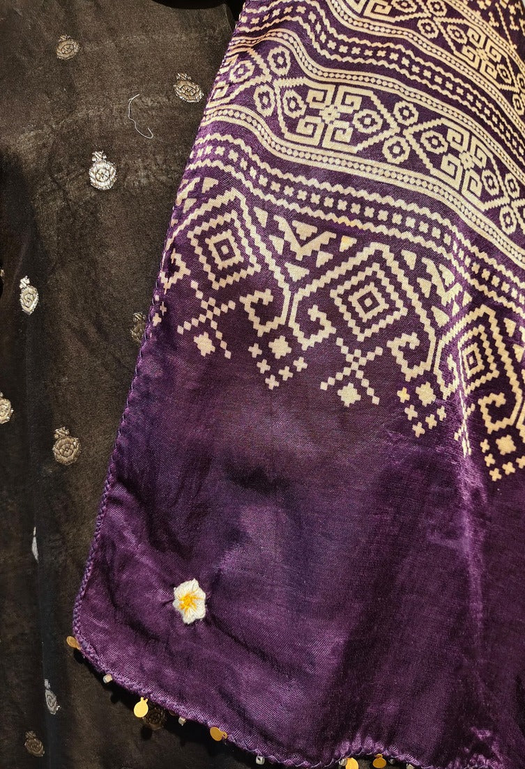 Purple Mashru Stole