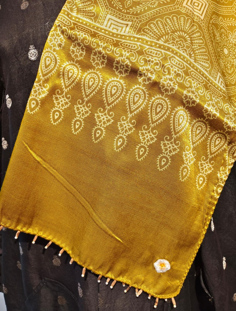 Mustard Yellow Mashru Stole