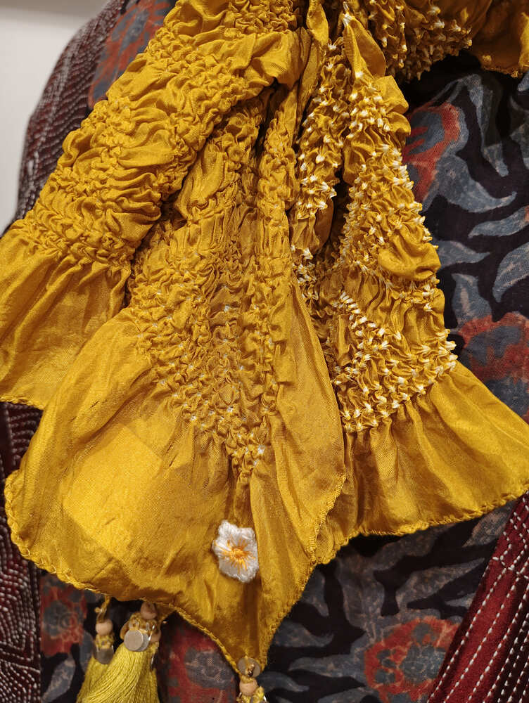 Mustard Yellow Rai Bandani Stole