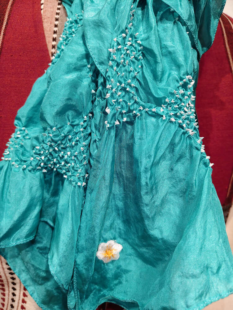 Teal Green Rai Bandani Stole