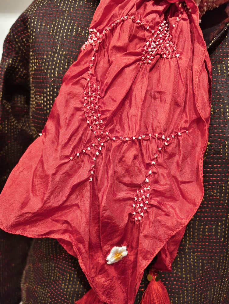 Maroon & Peach Rai Bandani Stole