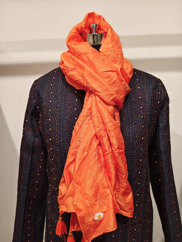 Orange Rai Bandani Stole