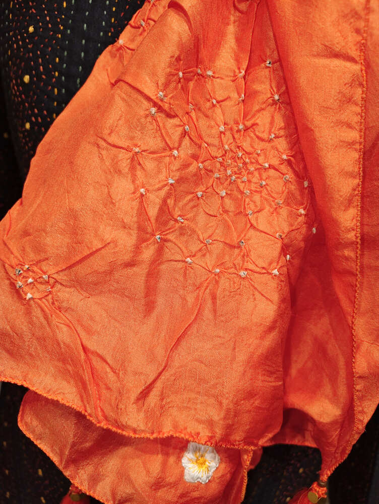 Orange Rai Bandani Stole