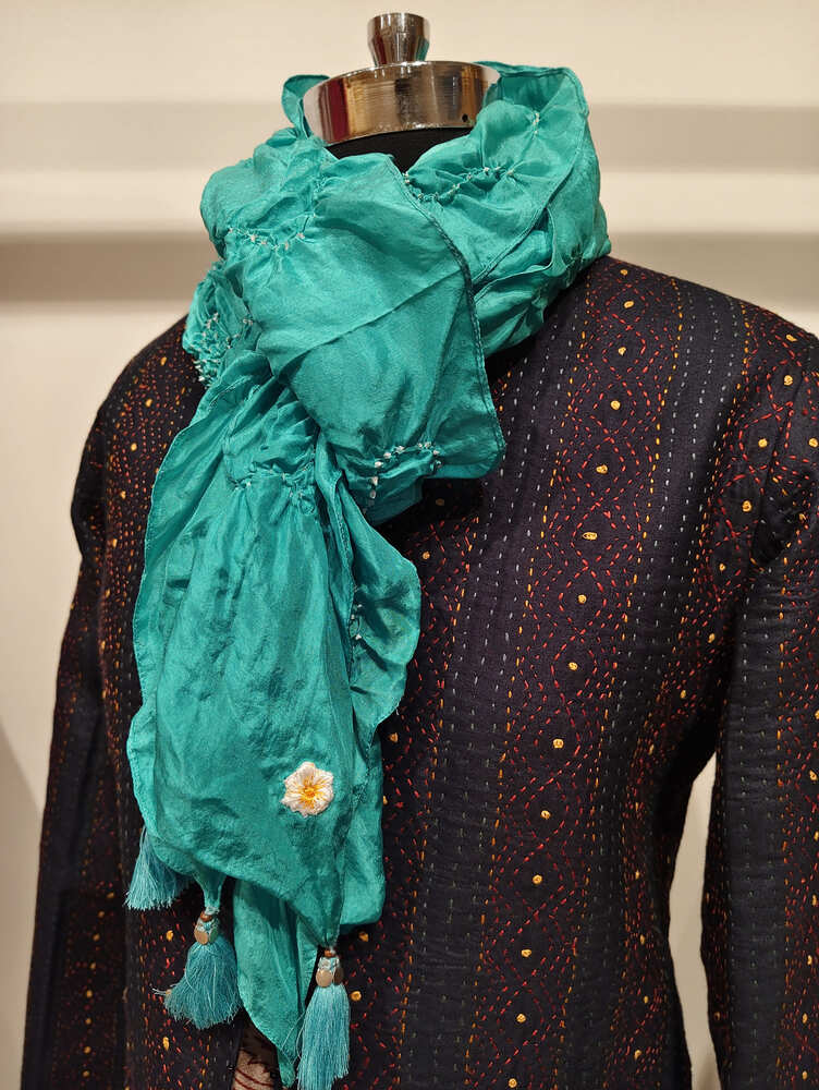 Turquoise Rai Bandani Stole