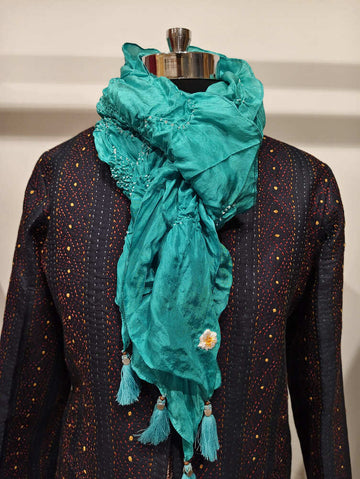Turquoise Rai Bandani Stole