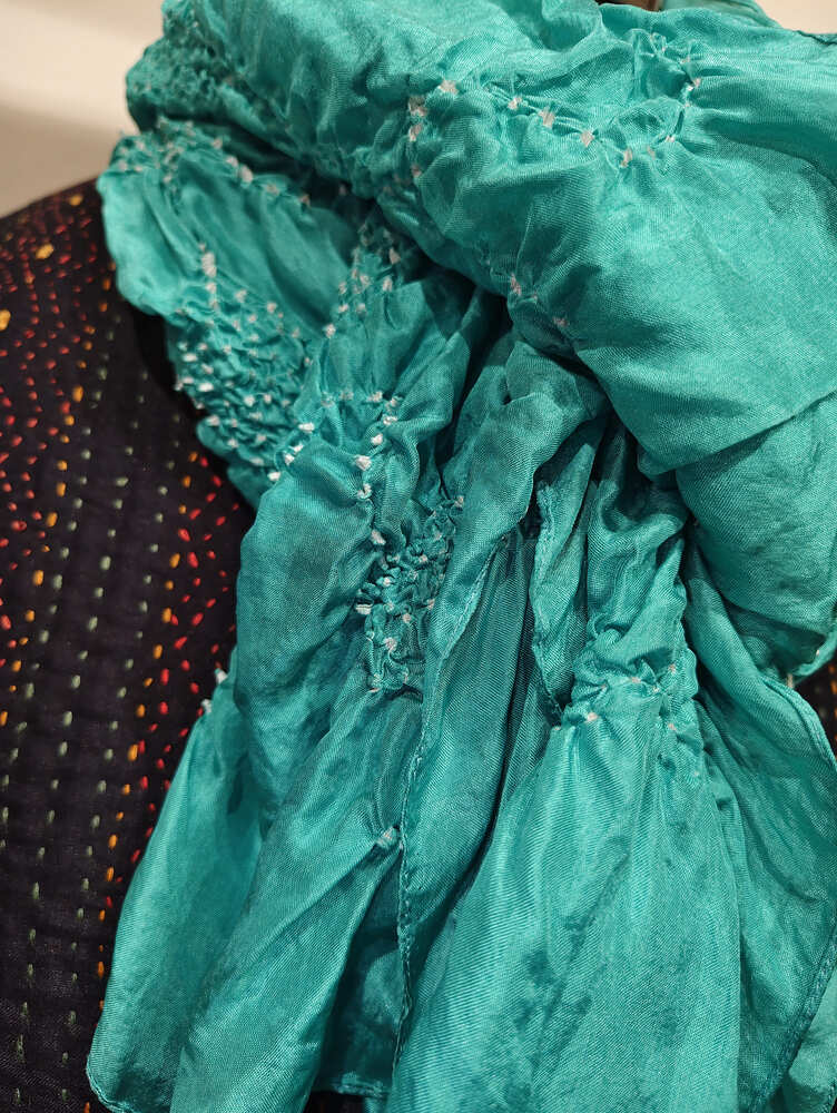 Turquoise Rai Bandani Stole