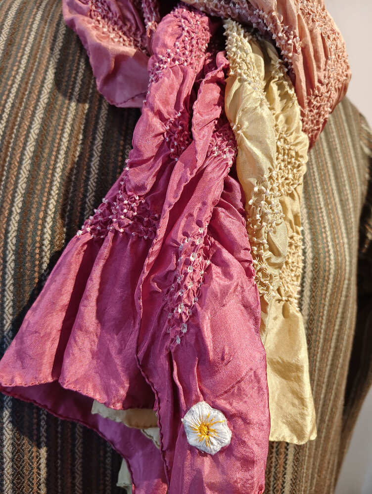 Rose Pink & Beige Rai Bandani Stole