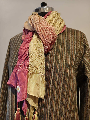 Rose Pink & Beige Rai Bandani Stole