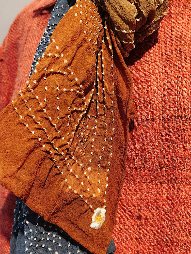 Rust & Grey Rai Bandani Stole
