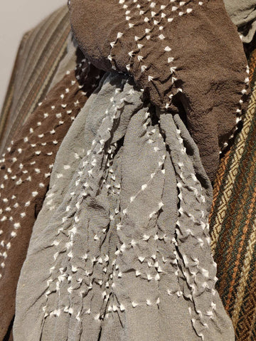 Grey Brown Rai Bandani Stole