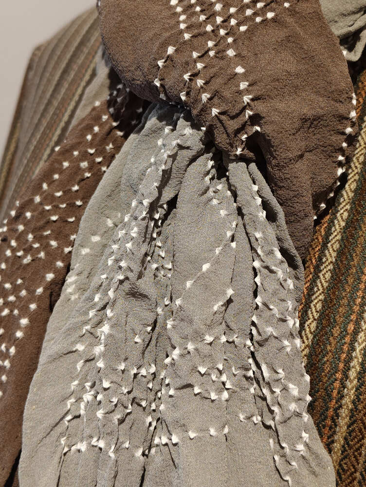Grey Brown Rai Bandani Stole