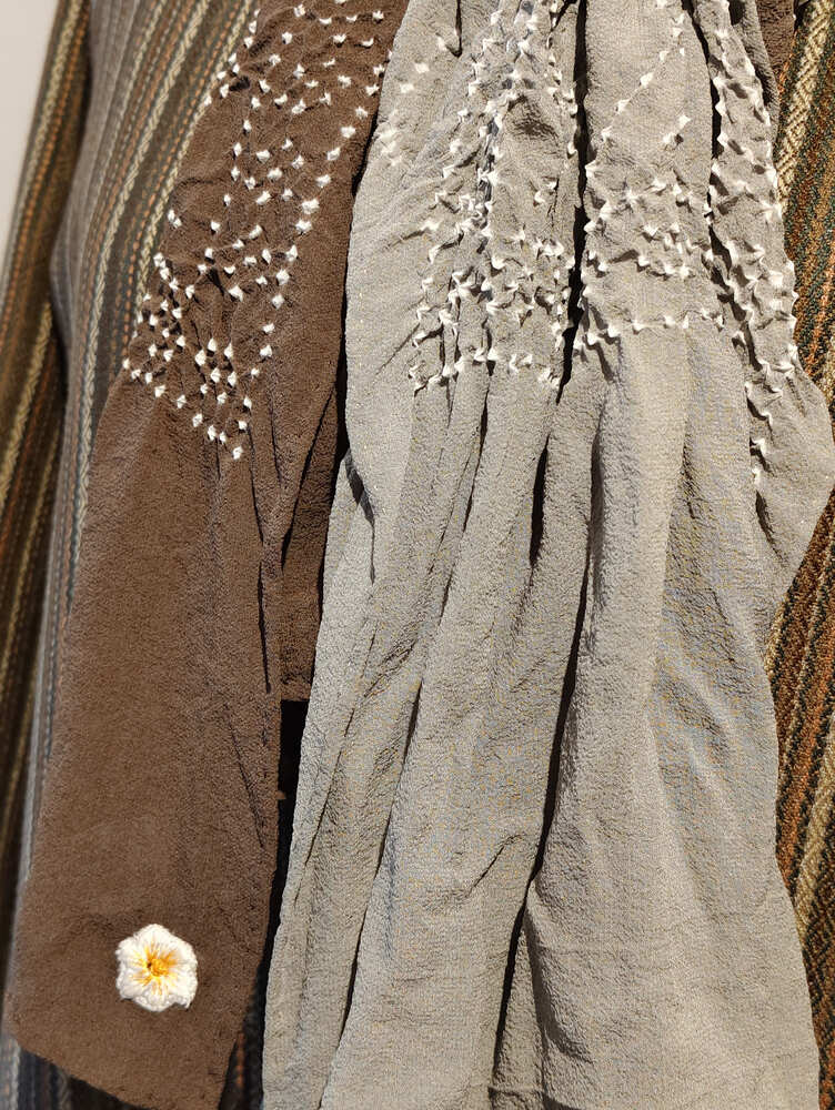 Grey Brown Rai Bandani Stole