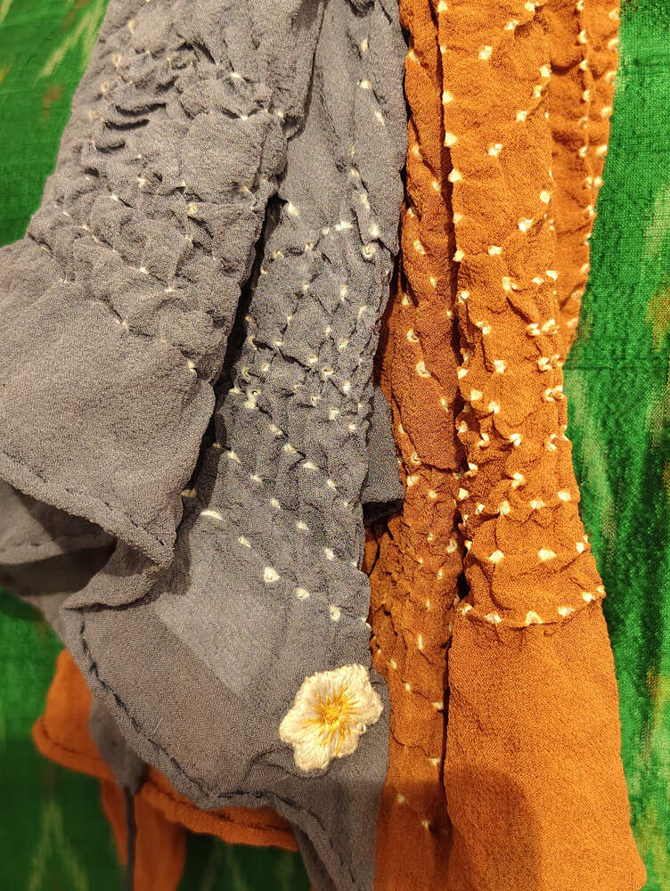 Blue Orange Grey Rai Bandani Stole
