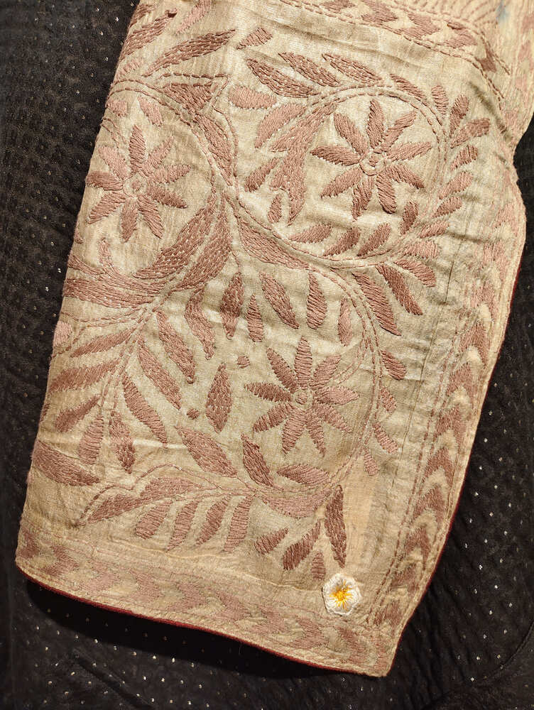 Off White Brown Kantha Stole