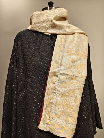 Off White Cream Kantha Stole