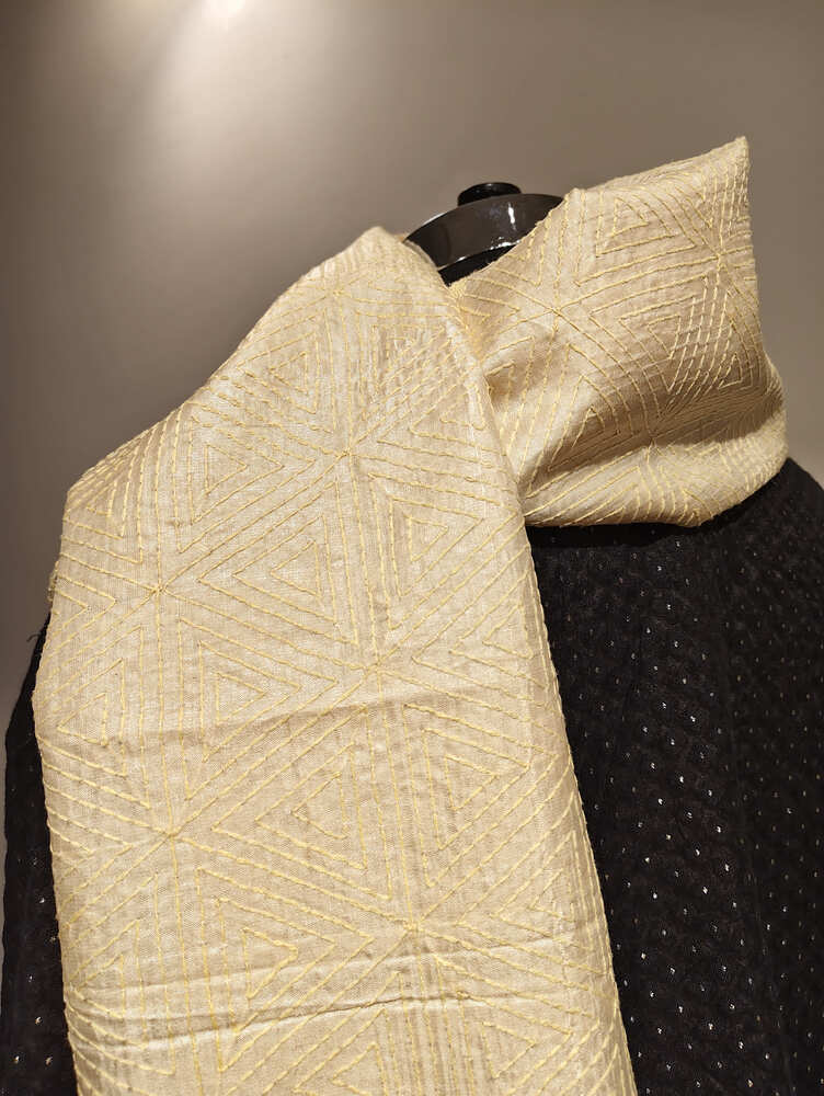 Beige Cream Kantha Stole