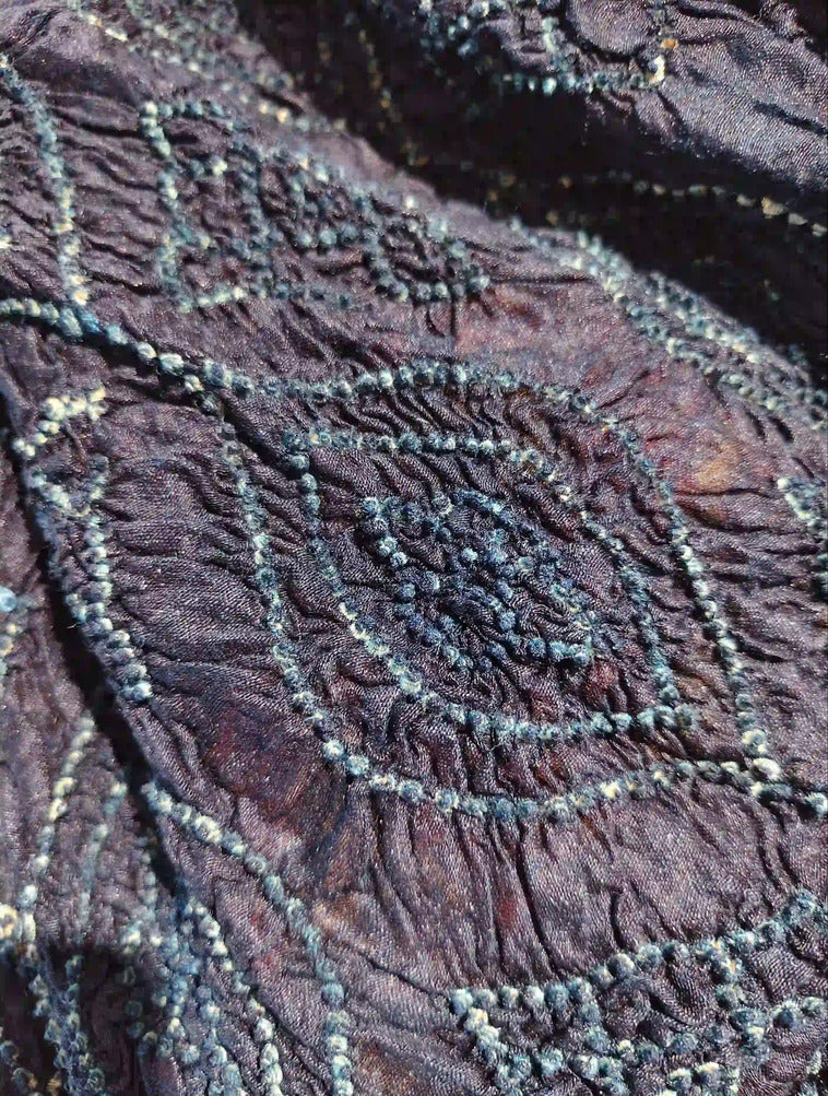 Navy Blue Rai Bandani Kalamkari Dupatta