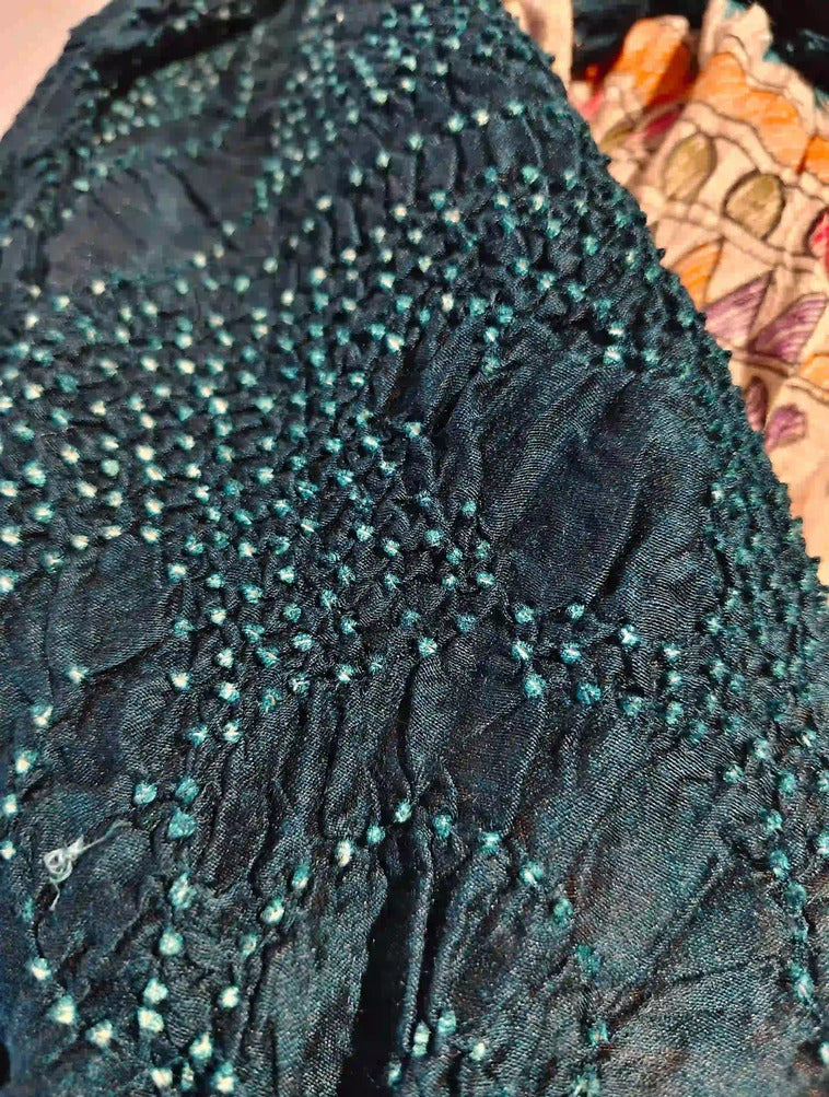 Teal Blue Rai Bandani Madhubani Dupatta