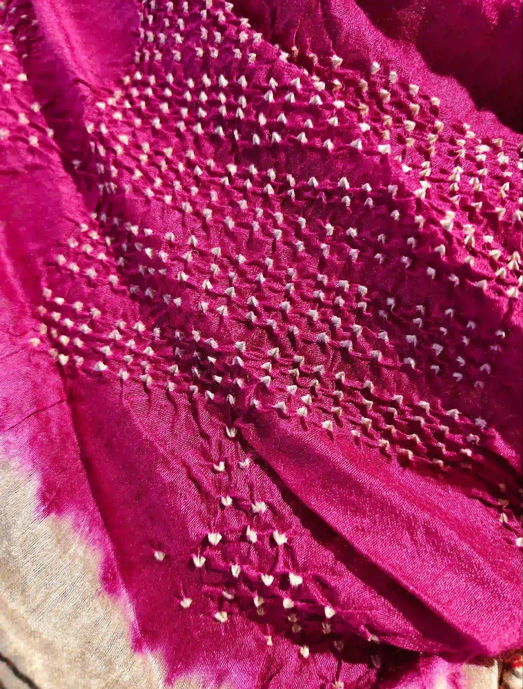 Pink Rai Bandani Madhubani Dupatta