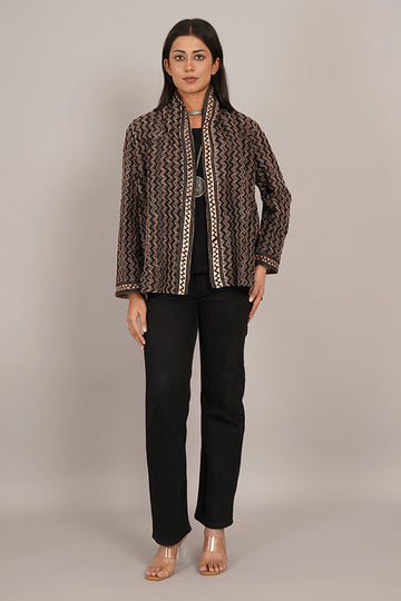Black Kantha & Gold Chanderi Overlay