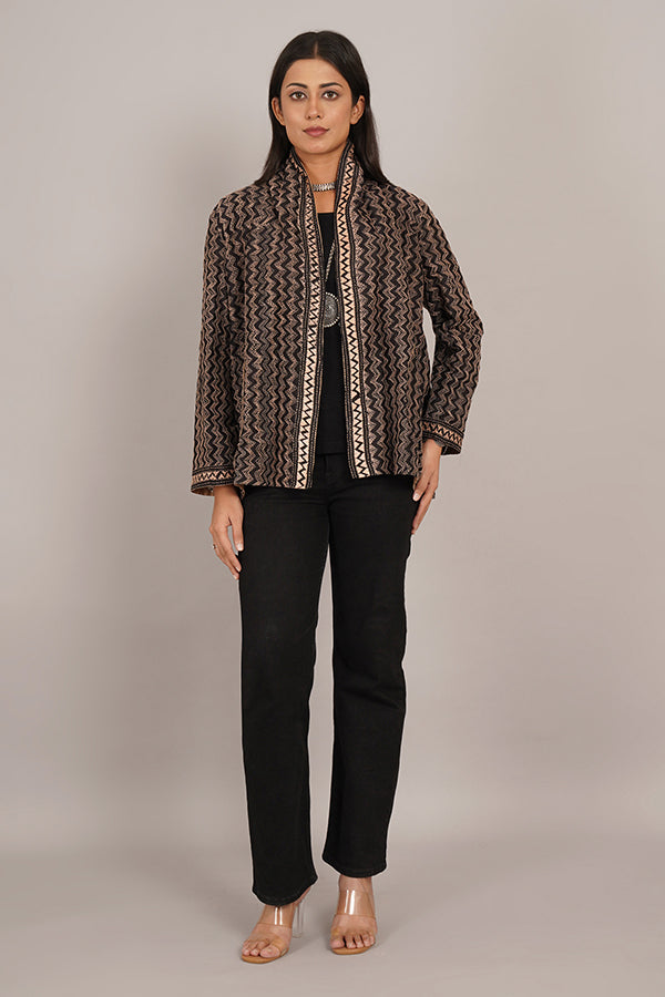 Black Kantha & Gold Chanderi Overlay