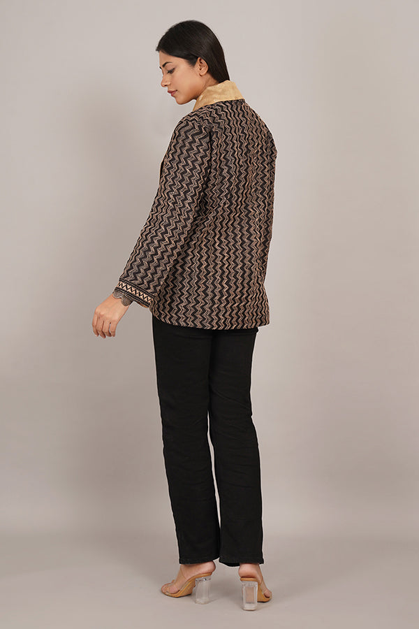Black Kantha & Gold Chanderi Overlay