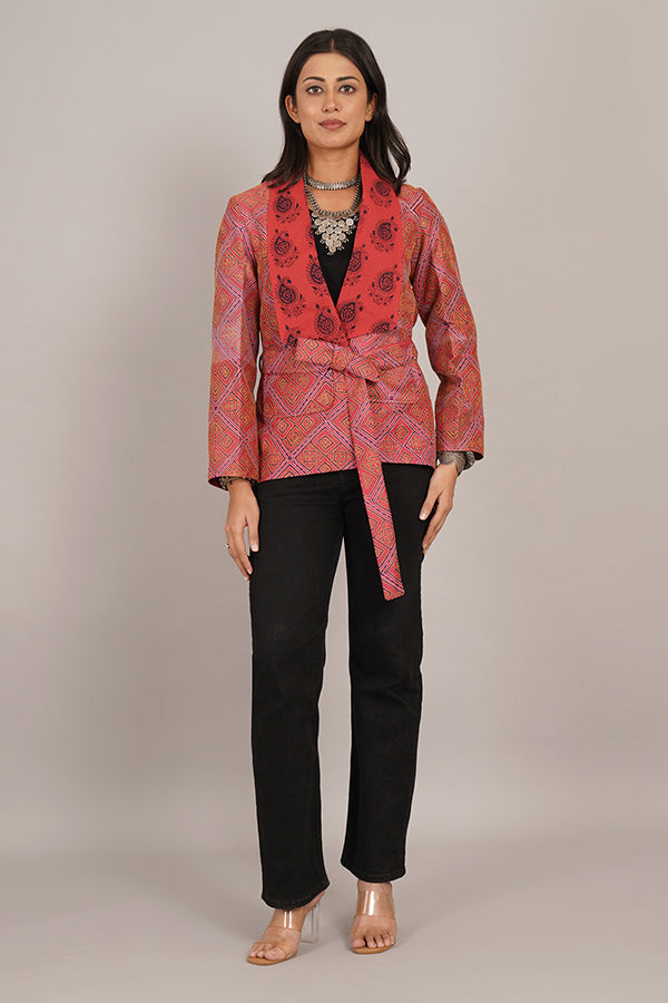 GAJRI KANTHA & AJRAK COTTON SHORT JACKET