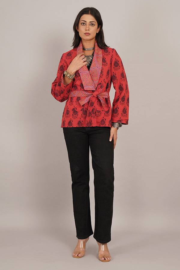 GAJRI KANTHA & AJRAK COTTON SHORT JACKET