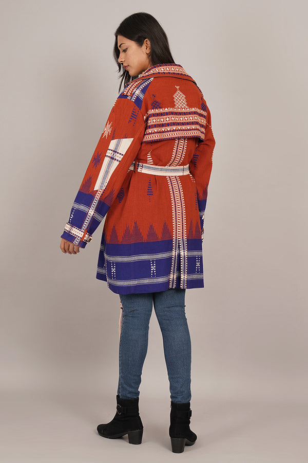 RUST BLUE KOTPAD TRENCH JACKET