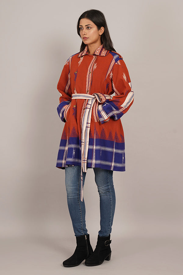 RUST BLUE KOTPAD TRENCH JACKET