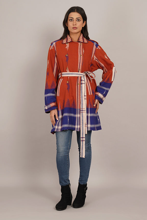 RUST BLUE KOTPAD TRENCH JACKET