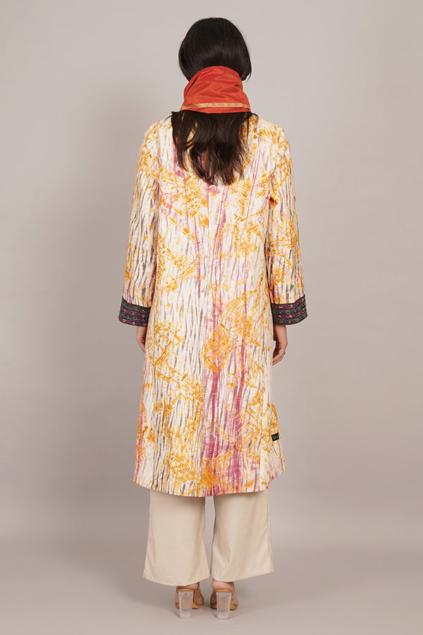 Multi Colour Shiburi & Ikat Cotton Long Jacket