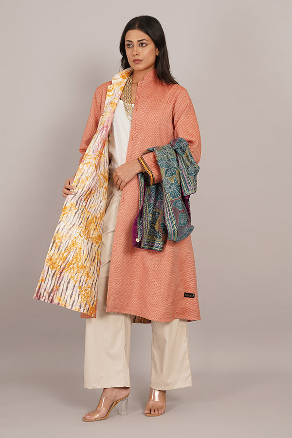 Multi Colour Shiburi & Ikat Cotton Long Jacket
