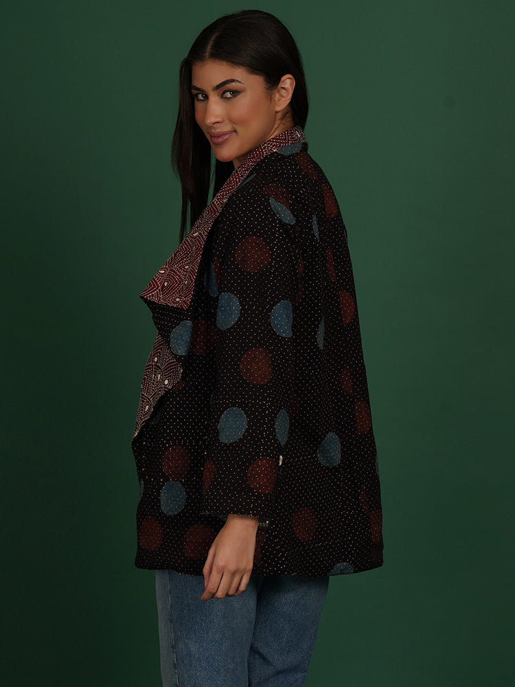 Maroon Kantha & Azrak Cotton Short Overlay