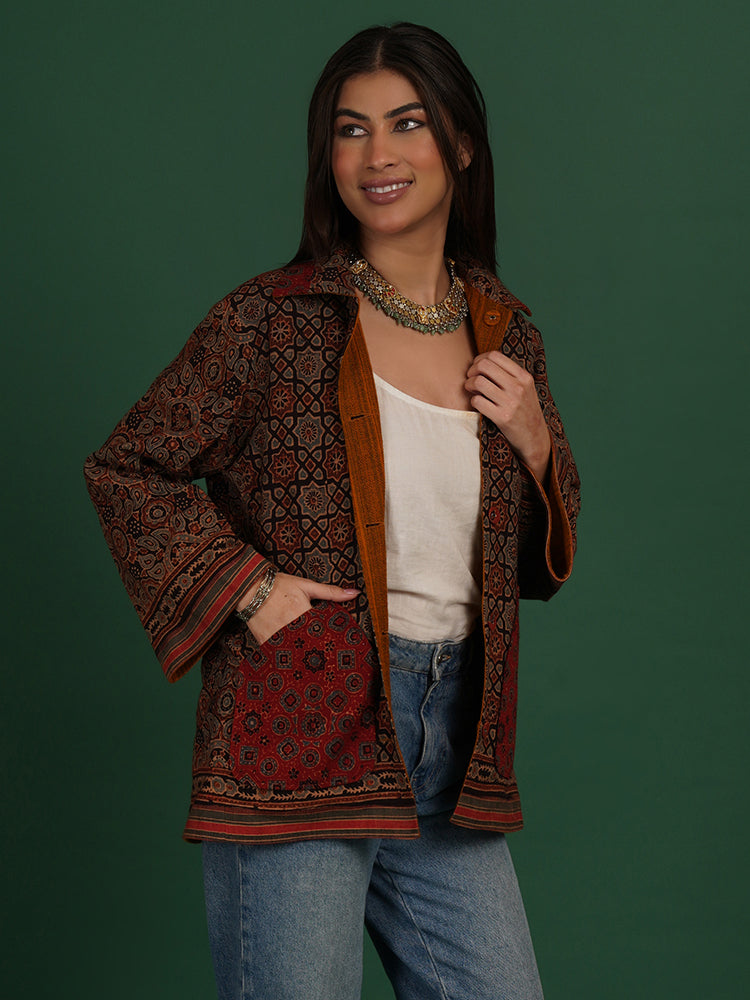 AZRAK BHUJUDI YELLOW WOOLLEN SHORT JACKET